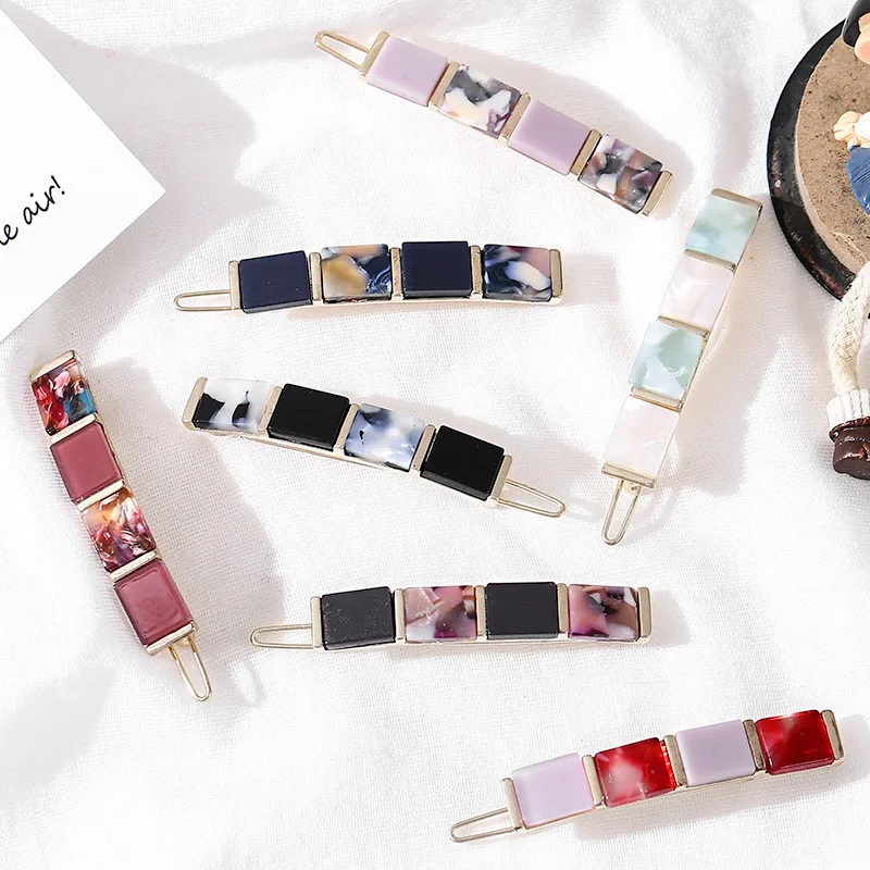 

Korea Geometric Square Round Acrylic Hairpins For Women Accessories Simulated Hair Jewelry Sets Hair Geometry Clips Barrettes