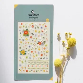 

suatelier clear PET cute flowers stickers scrapbooking nail phone planner diary home decoration
