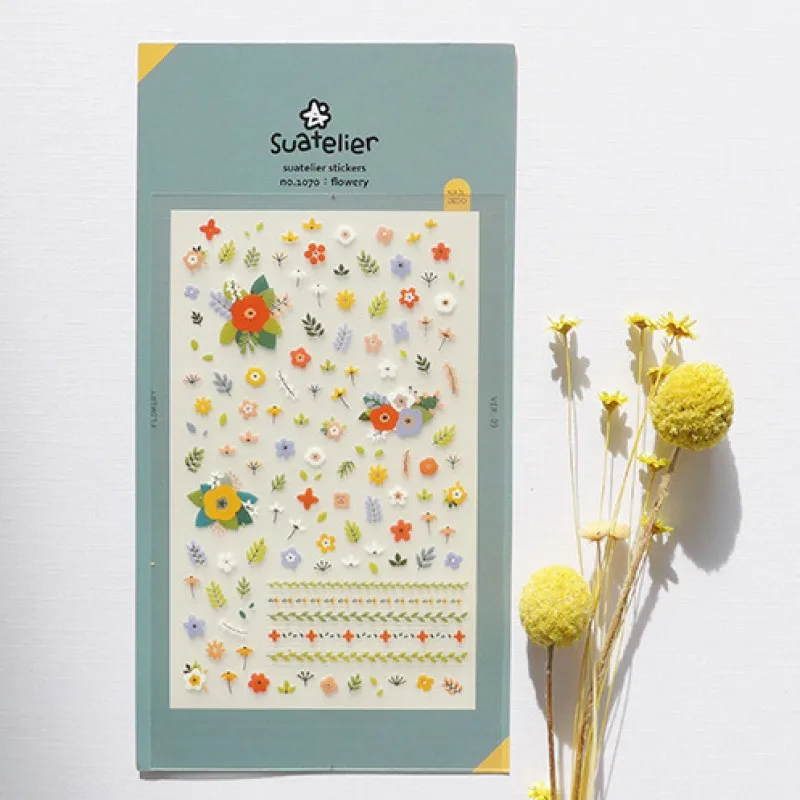 suatelier clear font b PET b font cute flowers stickers scrapbooking nail phone planner diary home