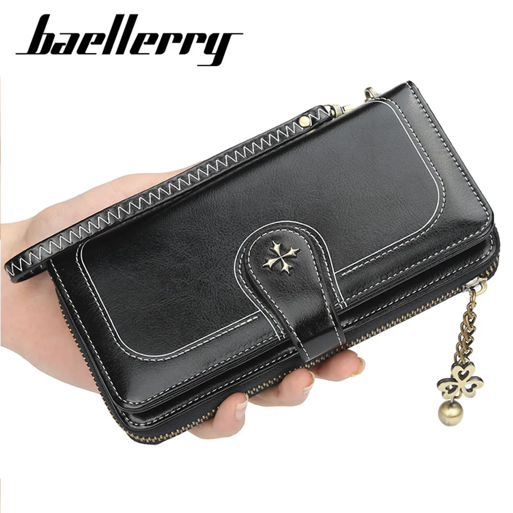 

2019 Fashion Long Vintage Women Wallets Top Quality PU Leather Card Holder Female Purse Zipper Big Brand Wallet For Girl