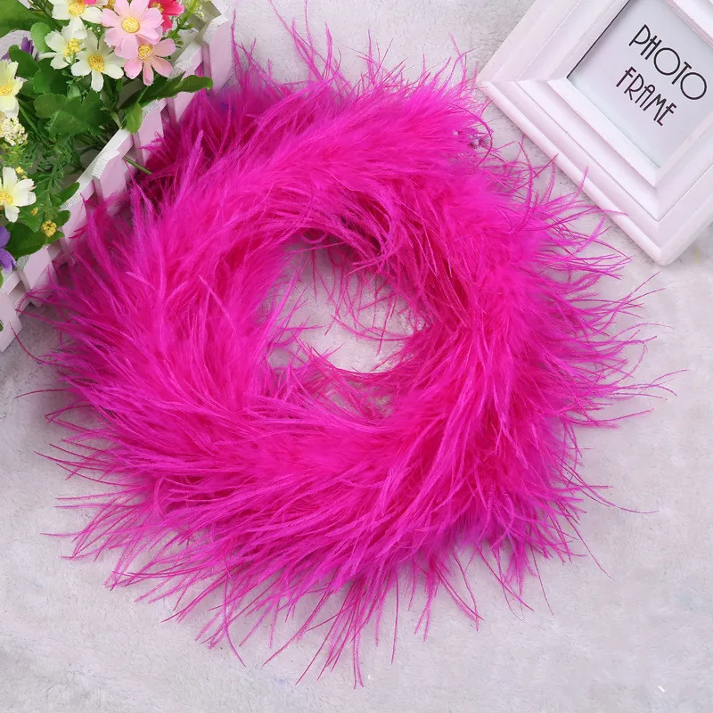 Free Shipping 2Yards/pcs 2pcs/lot Fuchsia Ostrich Feather Boa Trim For