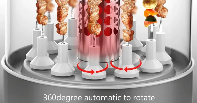 220V 1100w 360 градусов Электрический вращающийся гриль барбекю машина автоматическая высокой температуры шампур инфракрасный обогрев 31x21 см
