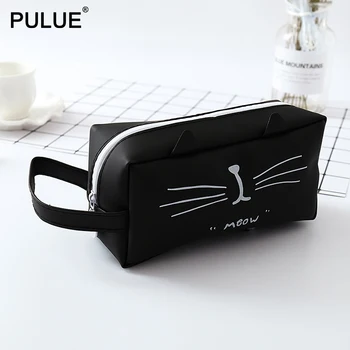 

Cartoon Cat Makeup Bag Jelly Glue Portable Women Cosmetics bag Large Capacity Zipper-like Pencil Case Pen Bag Clutch bag