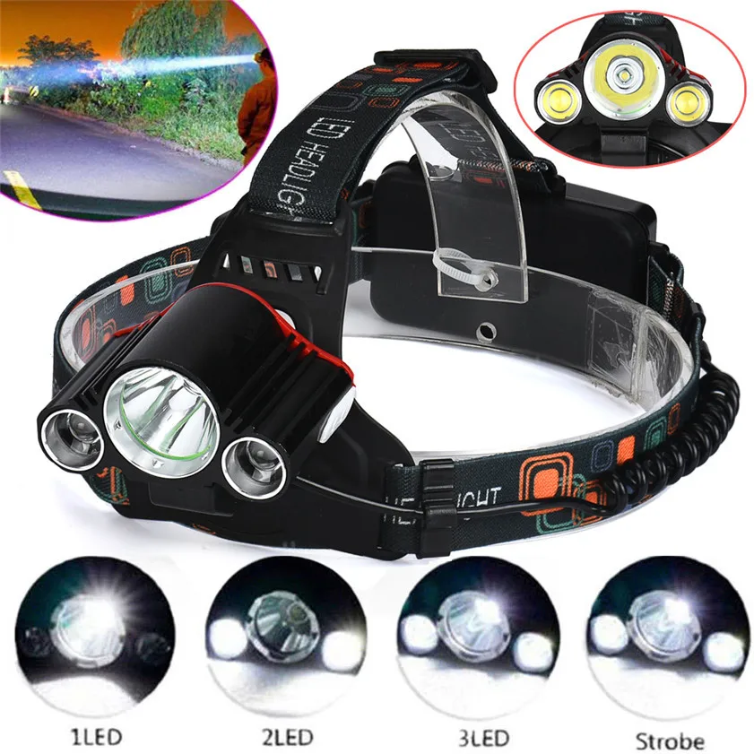 High Quality 15000Lm Cree 3x T6 LED Rechargeable 18650 Headlamp