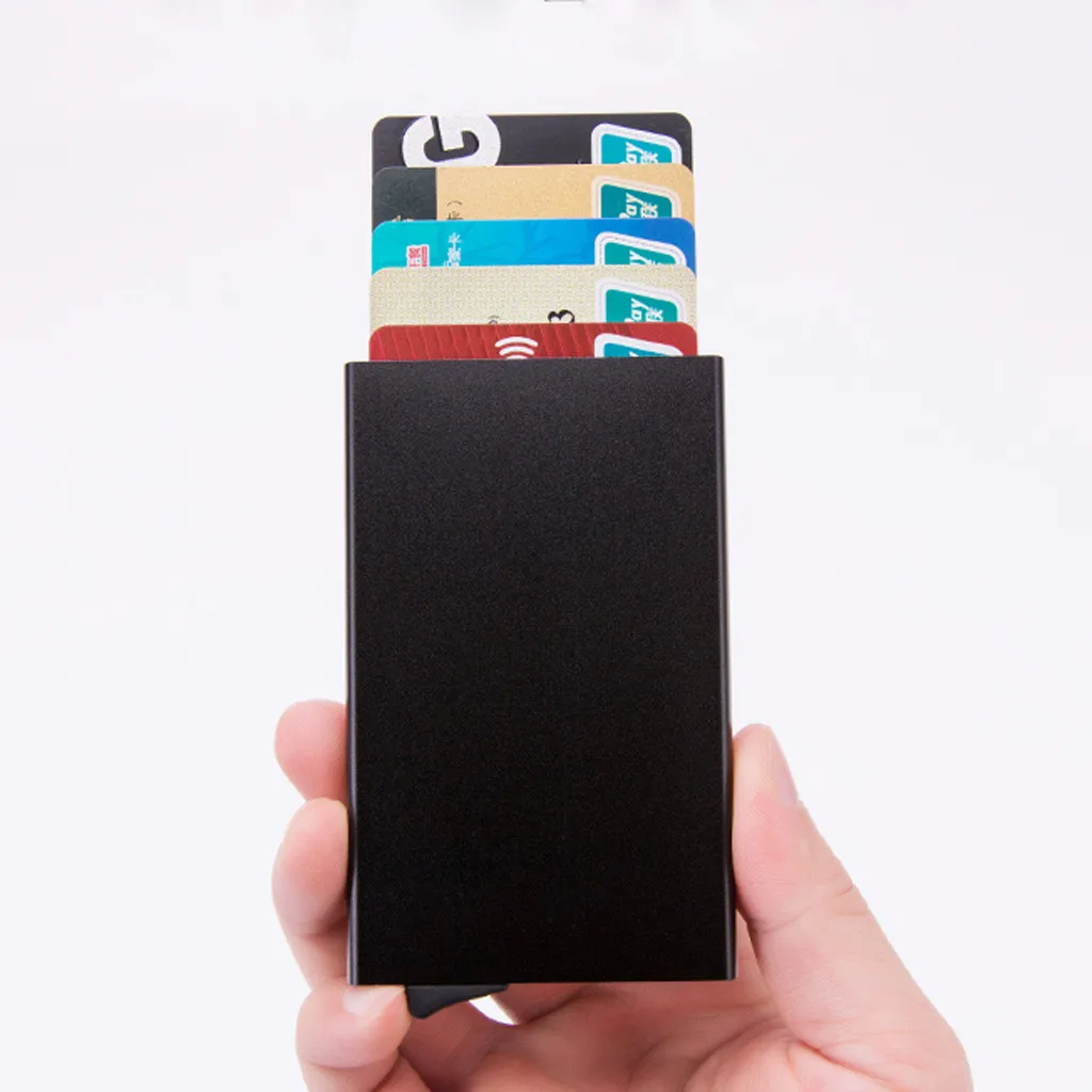 

Men Credit Card Holders Business ID Card Case Fashion Automatic Card Holder Aluminium Bank Card Wallets Slim Coin Purse #YL5