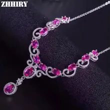 Женское Ожерелье с натуральным розовым топазом, подвеска из натуральной 925 пробы, драгоценный камень из серебра, ювелирные украшения ZHHIRY