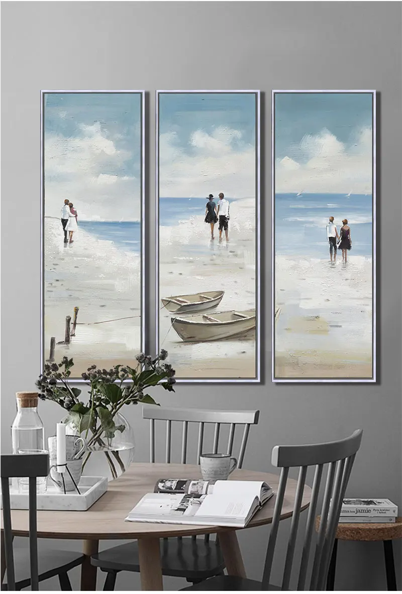 Пейзаж Морской пейзаж холст искусство 3 предмета живопись принты для гостиной домашний декор офис Декор океан пляж прогулки