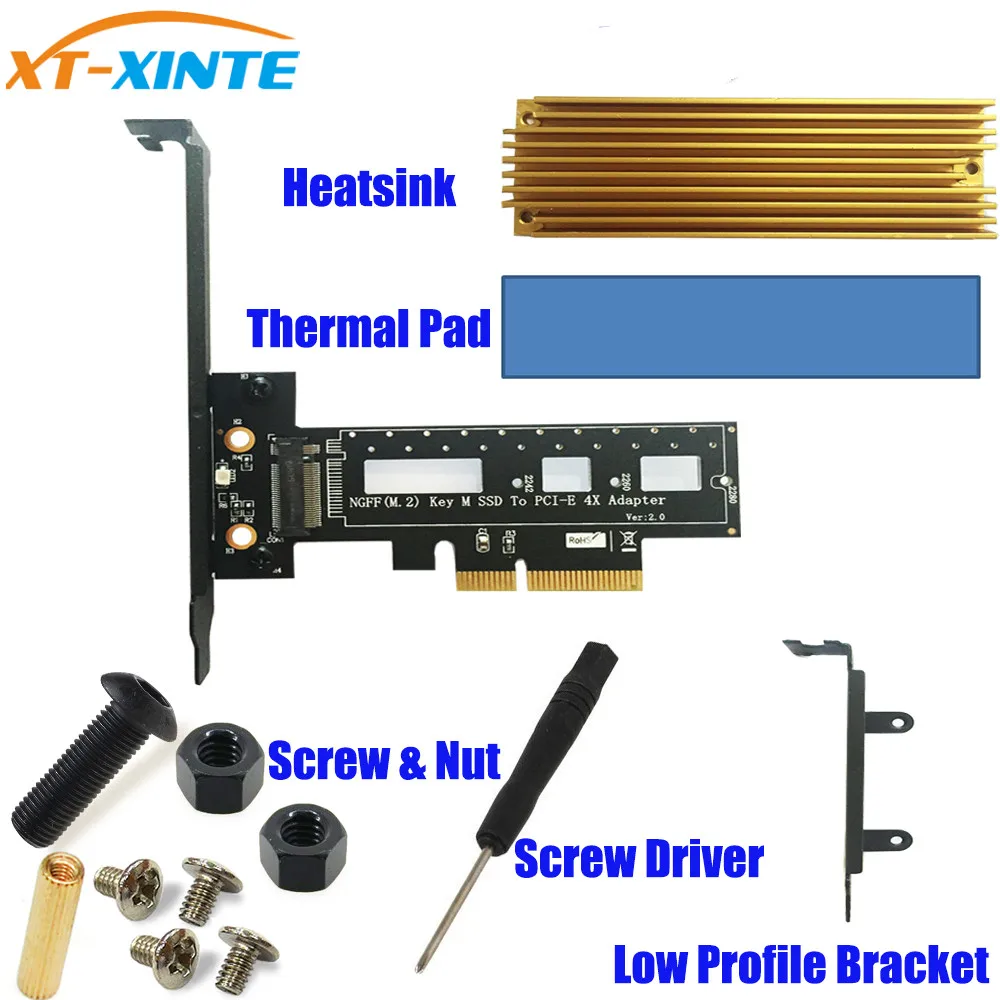M Key M.2 for NVMe PCI-e SSD for NGFF Type to PCIE PCI Express 3.0 4X Adapter Card with Heatsink for PC Laptop 2242 2260 2280 photo