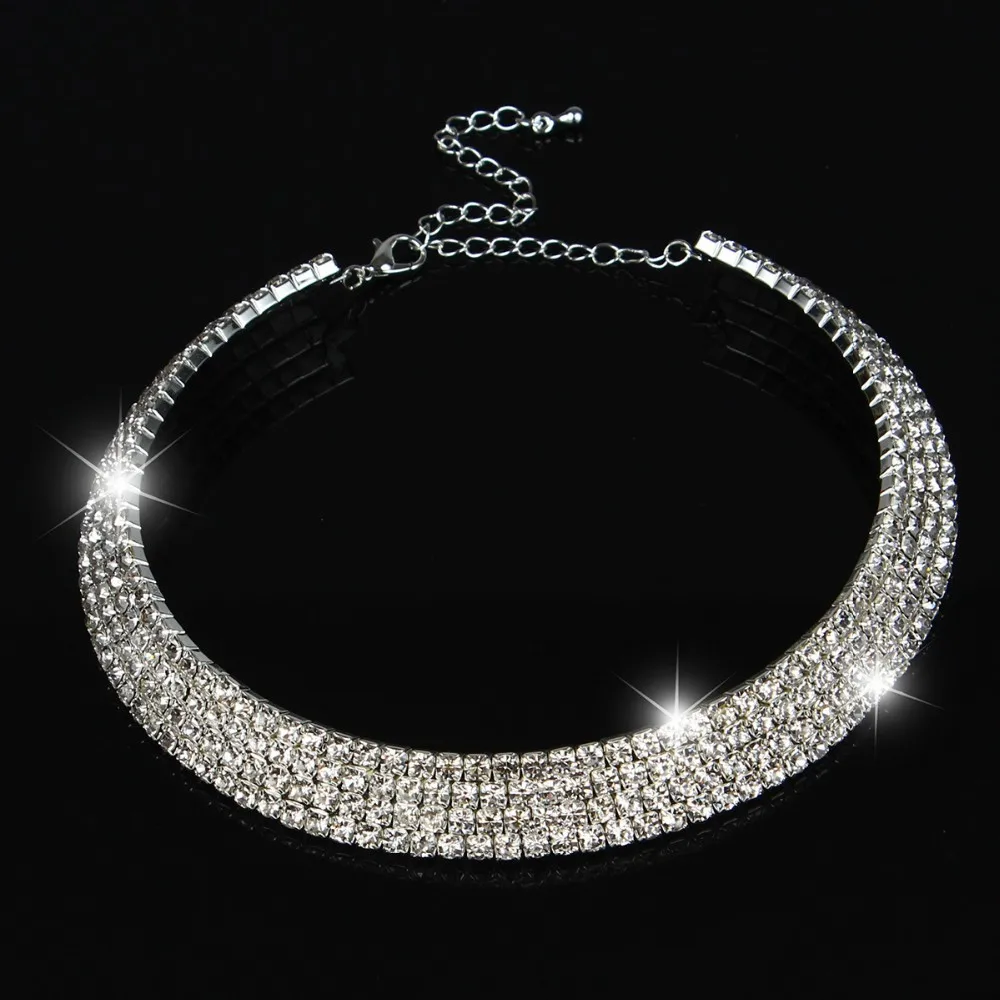 BLIJERY, классическое ожерелье-чокер с кристаллами для женщин, сверкающие стразы, массивное ожерелье, s, ювелирные изделия для свадьбы, выпускного, Femme Collier