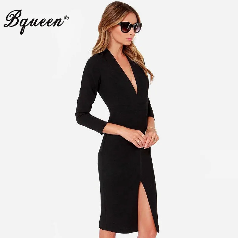 White long sleeve deep v neck bodycon dress White long sleeve deep v neck bodycon dress