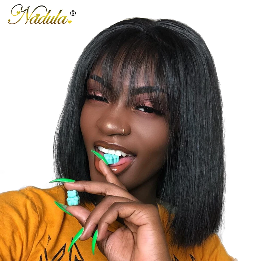 

Nadula Hair 13*4 Lace Front Wig Short Human Hair Wig Straight Bob Wig Full and Thick For Women Brazilian Remy Hair Natural Color