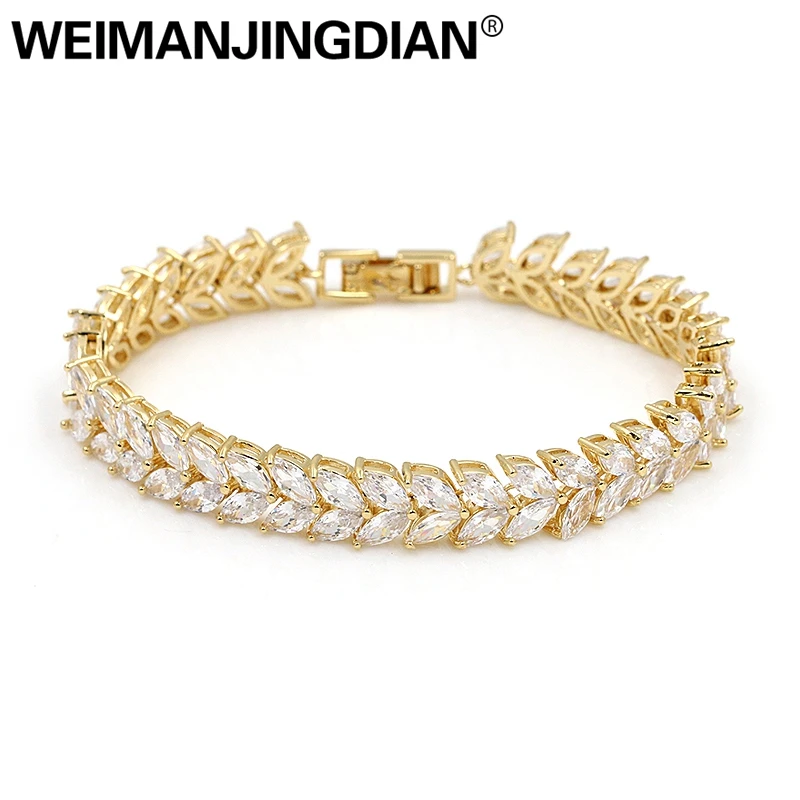 WEIMANJINGDIAN التسلق ماركيز زركون كريستال الزفاف تشيكوسلوفاكيا الزفاف الزركون أساور التنس للنساء مجوهرات هدايا