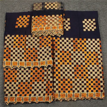 

Bazin Riche Getzner Brocade Fabric African Embroidered Guinea Brocade Fabric with Net Lace for Women Dress HJ454-1