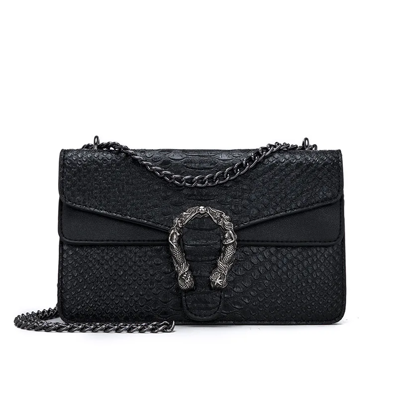 Bolso de Mujer de marca de moda de serpiente Bolso de mensajero de cuero de PU de cocodrilo Cadena de diseñador bandolera Bolso de mano de Mujer