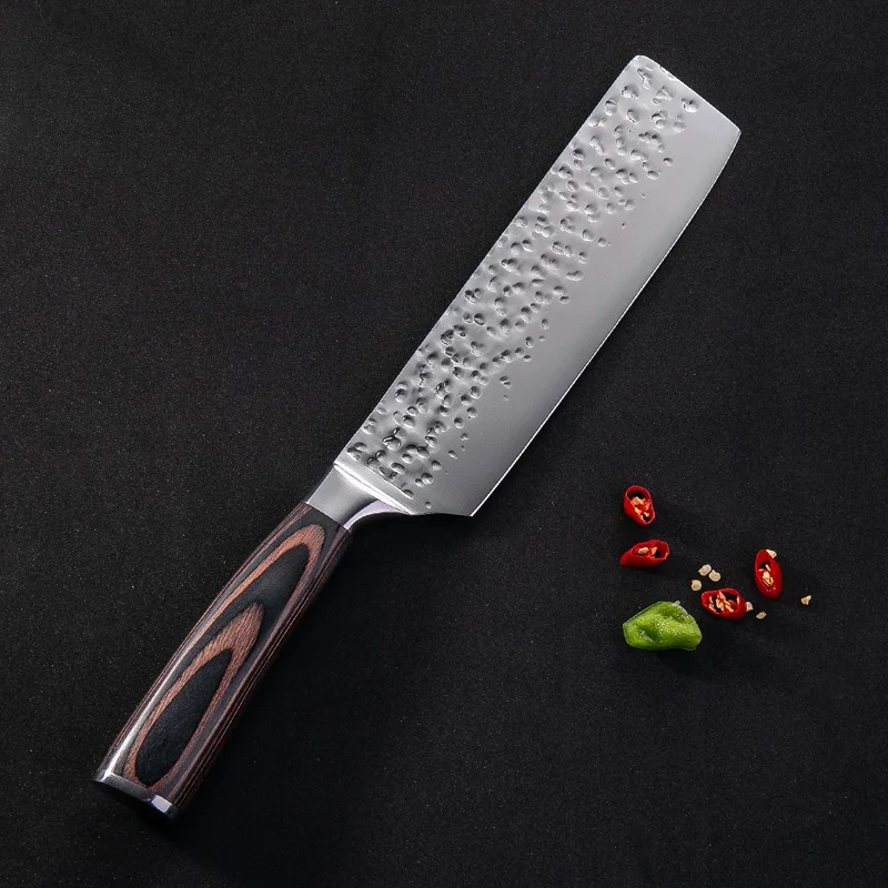 Новые Красивые вены кухонные ножи Кливер утилита Santoku нарезки шеф-повара Дамасские вены цвет деревянной ручкой нож из нержавеющей стали