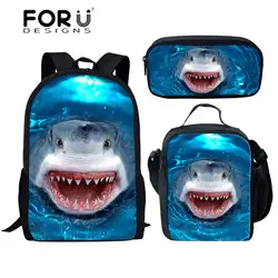 FORUDESIGNS/3 шт./компл., детские школьные сумки с морским океаном, детский школьный рюкзак с рисунком акулы, книжные сумки для мальчиков, классный
