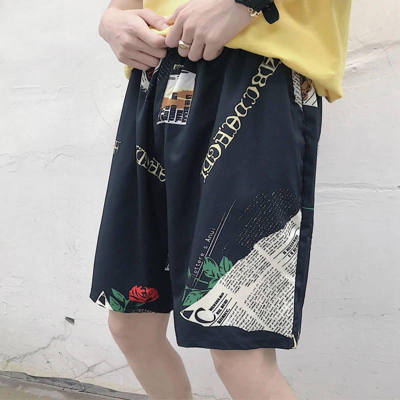 Новое китайское Стильное мужское летнее платье Харадзюку тонкие пары с принтом пять очков повседневные шорты