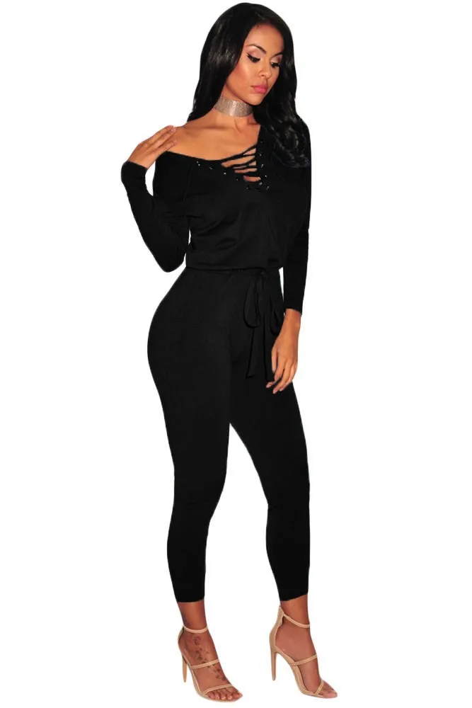 Black-Grommet-Lace-Up-Long-Sleeve-Jumpsuit-LC64223-2-2