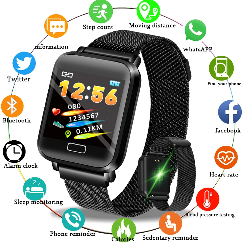 

2019 LIGE New Smart Watch Men Women Heart Rate Blood Pressure Health Monitor Smart fitness tracker Bracelet Sport Smart band+Box