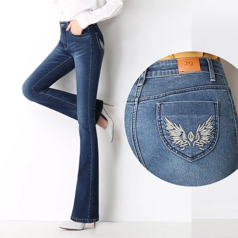 Ellen bootcut jeans met hoge taille - Blauw - Maat 42-64