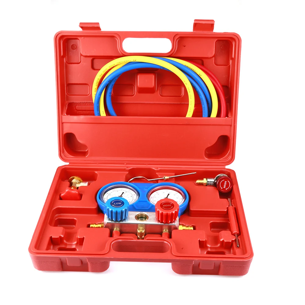 

A / C Air Conditioner Refrigerant Manifold Gauges Tool Set Tables Colored-Hoses Double Table Valve Car-Styling Refrigerant Test