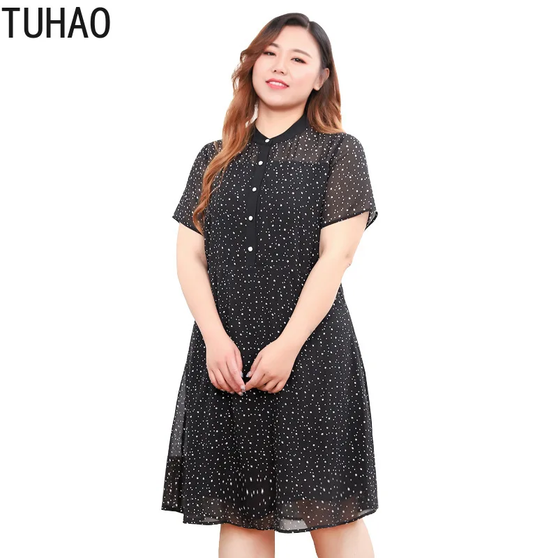 TUHAO летнее элегантное платье Для Мамы большого размера 10XL 9XL 8XL сексуальные платья вечерние платья для ночного клуба размера плюс платье-рубашка в горошек MS06
