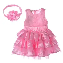 Детское платье для новорожденных девочек Изысканная Роза Розовый Шелковый цветок для маленьких девочек s Вечерние Красивые платья с