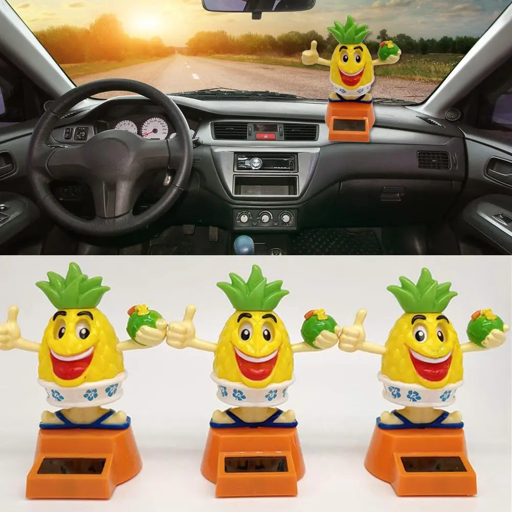 

Solar Power Cartoon Swinging Pineapple Car Interior Ornament Home Decor Toy Gift car decoration