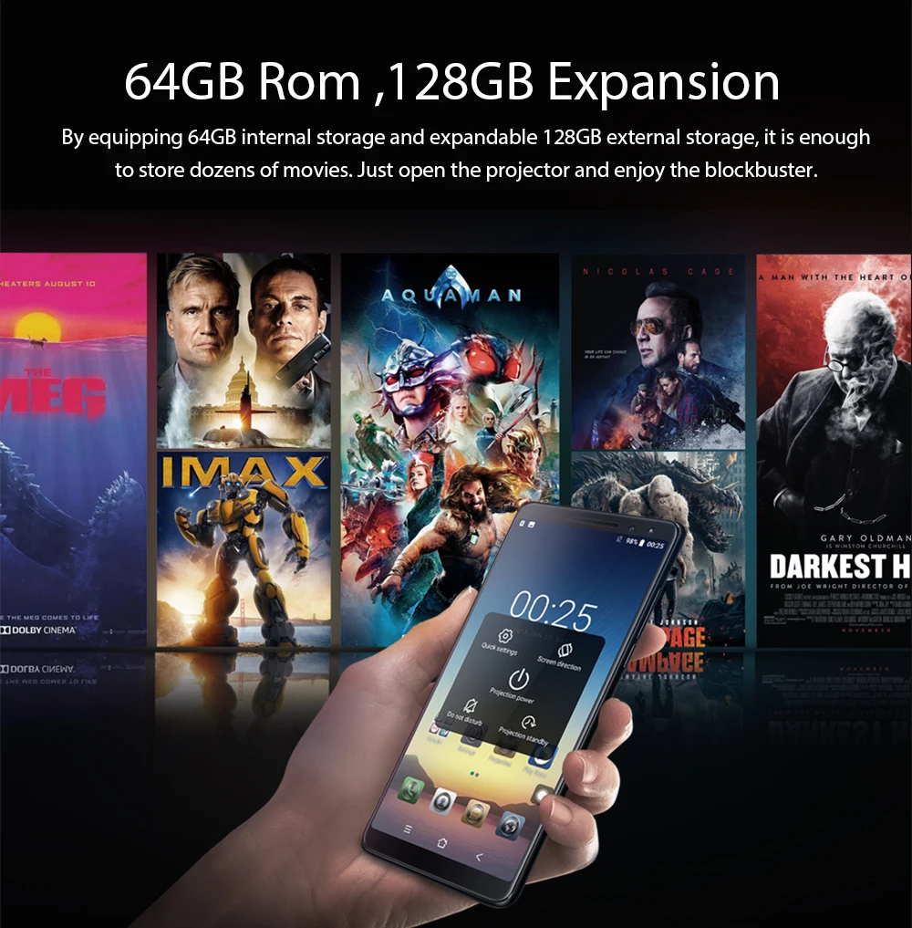 Blackview MAX 1 Мини проектор передвижной дома ТЕАТР MT6763T Android 8,1 телефона 6 ГБ + 64 NFC OTG LTE 6,01 ''смартфон MAX1