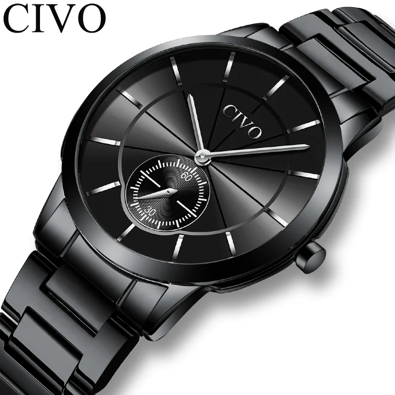 

CIVO Business Black Waterproof Watch Men Luxury Top Brand Quartz Watches Man Strap Fashion Sport Dial Clock Relogio Masculino