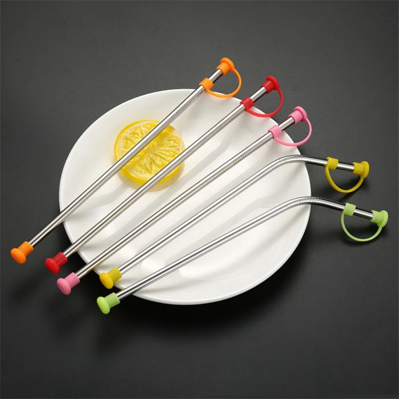 

Reusable Metal Straw with Silicone Dust Plug 304 Stainless Steel Straws Colorful Drinking Straw Party Bar Accessory