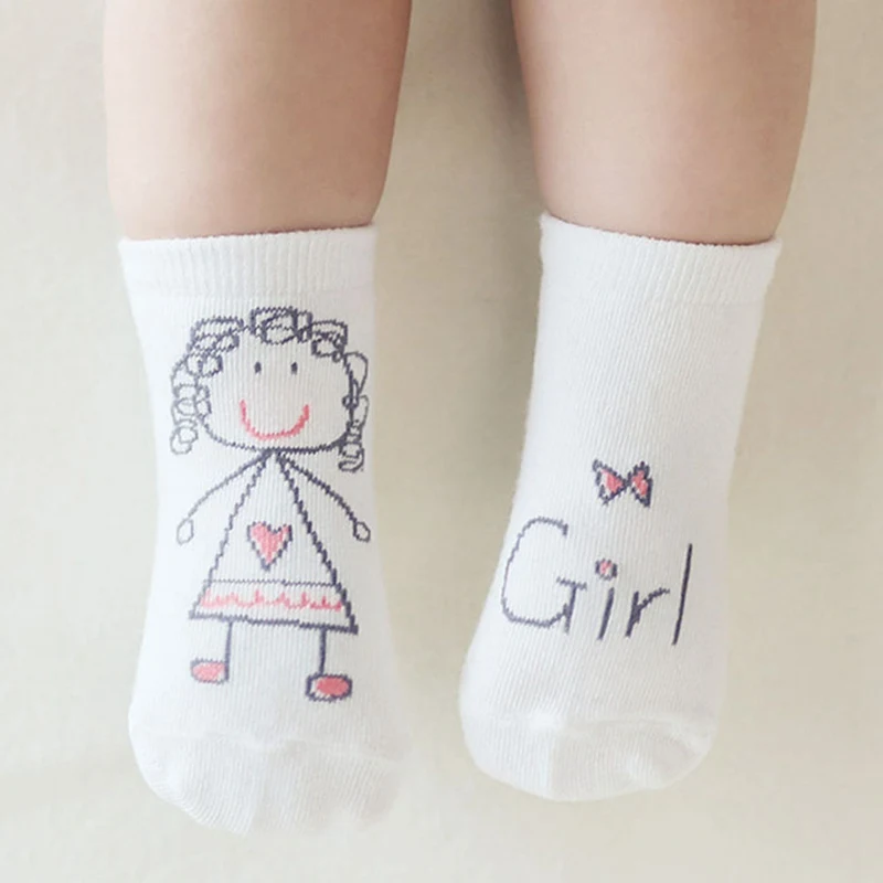 Хлопковые носки с милым рисунком для новорожденных и детей Нескользящие мягкие хлопковые носки для маленьких мальчиков и девочек, От 0 до 3 лет