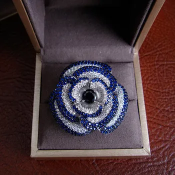 

Hot sale Luxury AAA cubic zirconia rose flower shaped big party rings.Wedding&Party Jewelry for Women,R0918