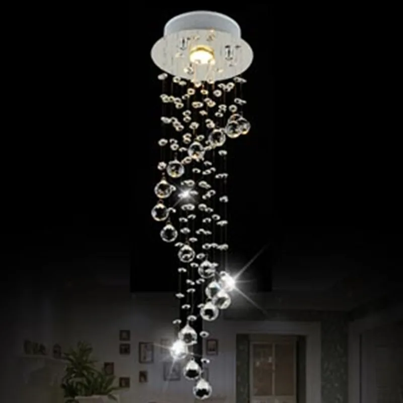 Modern Clear Waterford Spiral Sphere LED Lustre Crystal Chandelier Home Decor Suspension haningLamp Fixture Light