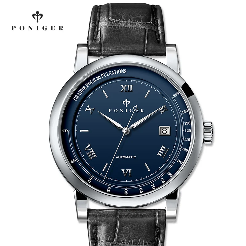 

Luxury Brand PONIGER Watch Men Japan NH35A Automatic Mechanical Men‘s Wristwatches 50M Waterproof Heart Rate Test Clock P305-2