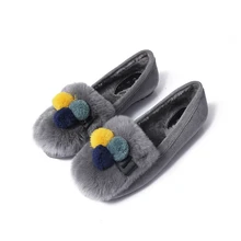 Г. Новая женская обувь осень-зима теплая Повседневная обувь на плоской подошве с кроличьим мехом лоферы с закрытым носком, модный фирменный дизайн, большие Size34-43