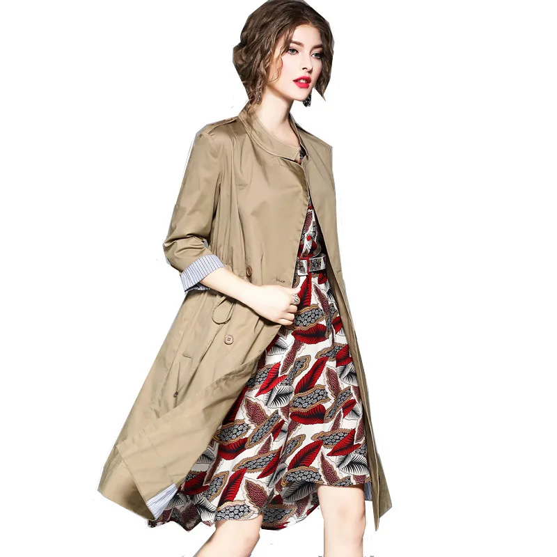 Coupe breasted Printemps Photo vent De Double Color Color Automne Manteau Section Longue Trench Femmes Version 2018 Mode photo Coréenne wIx7gqq