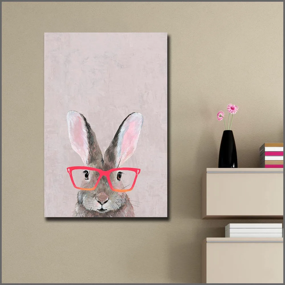 Hare with Red Glasses Canvas Wall Art 2