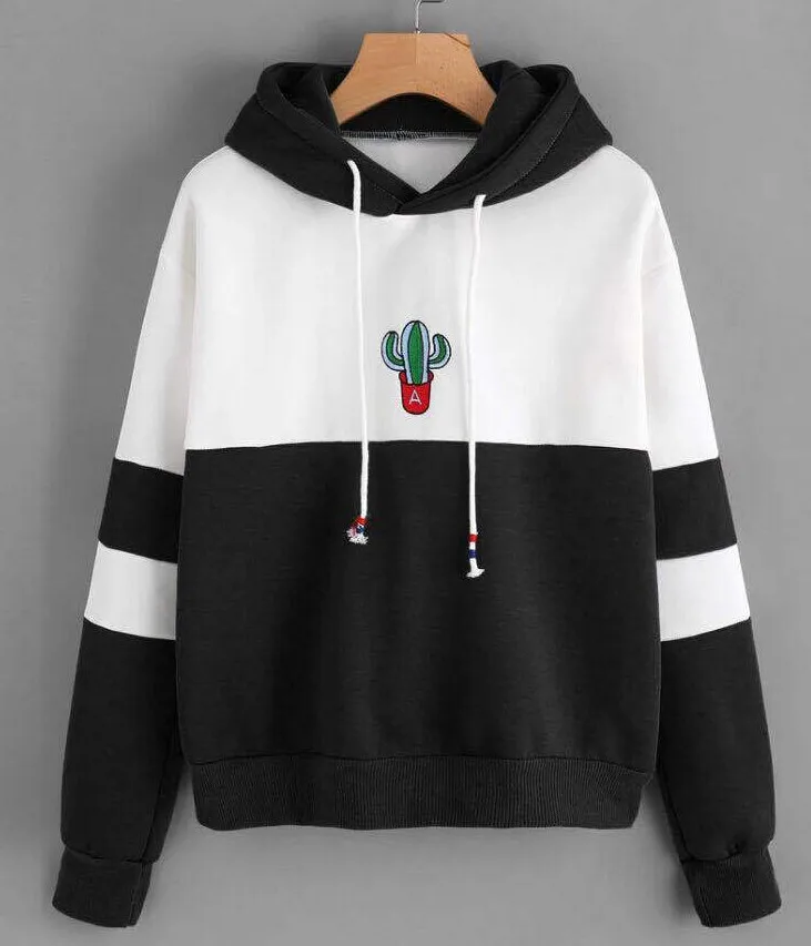 

Korean style preppy style o-neck hoodies long sleeve woman sweatshirt fashion patchwork hooded pullover female sweatshirt XL