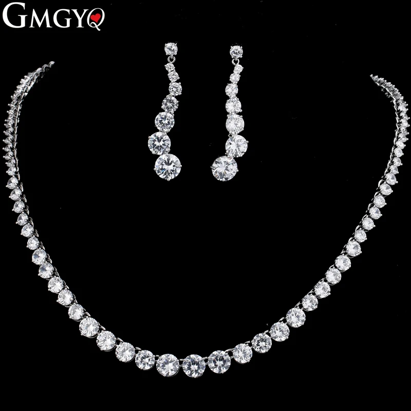 GMGYQ модный роскошный великолепный дизайн ослепительный Круглый Циркон Ювелирный Набор для женщин Свадебное платье для ужина GMGYQ модный роскошный великолепный дизайн ослепительный Круглый Циркон Ювелирный Набор для женщин Свадебное платье для ужина