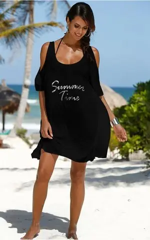 Летнее время Cold Shoulder Shirt пляжное платье 4f4576 - Цвет: as shown