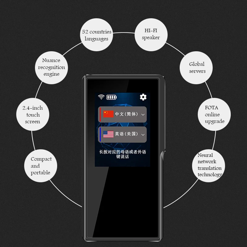 T6 Интеллектуальный переводчик 70 язык перевод Wi-Fi/точка доступа 7 дней в режиме ожидания для дорожного путешествия магазин узнать обмен