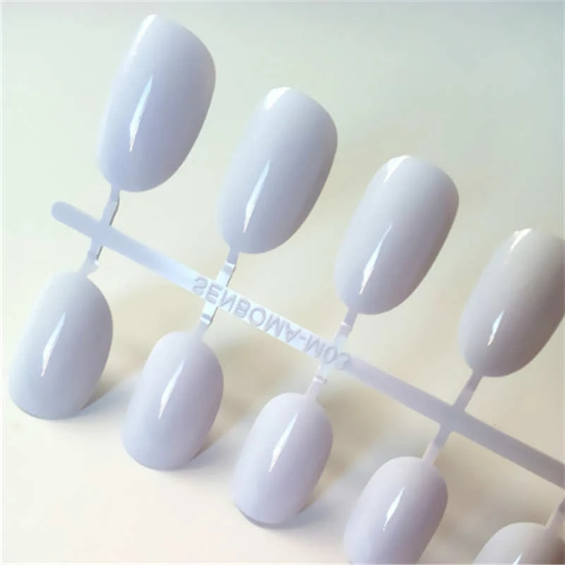 

Solid Color Oval False Nails Light Blue Short Press On Nails Fake For Girls Rounded Shape Nail Art Fingernails Manicure