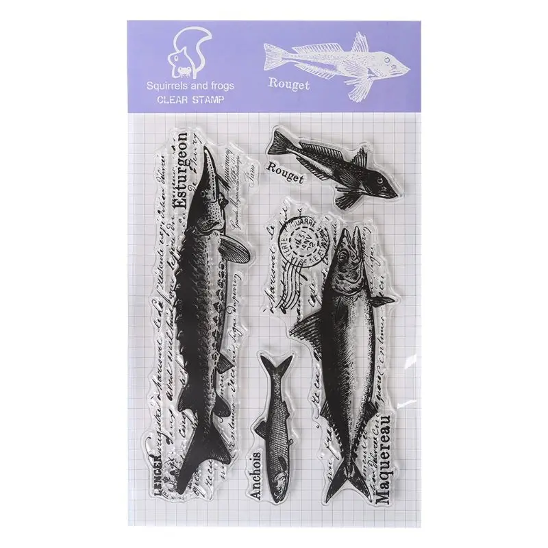 

Fish Silicone Clear Stamp Cling Seal DIY Diary Scrapbooking Embossing Album Decor Craft Gift