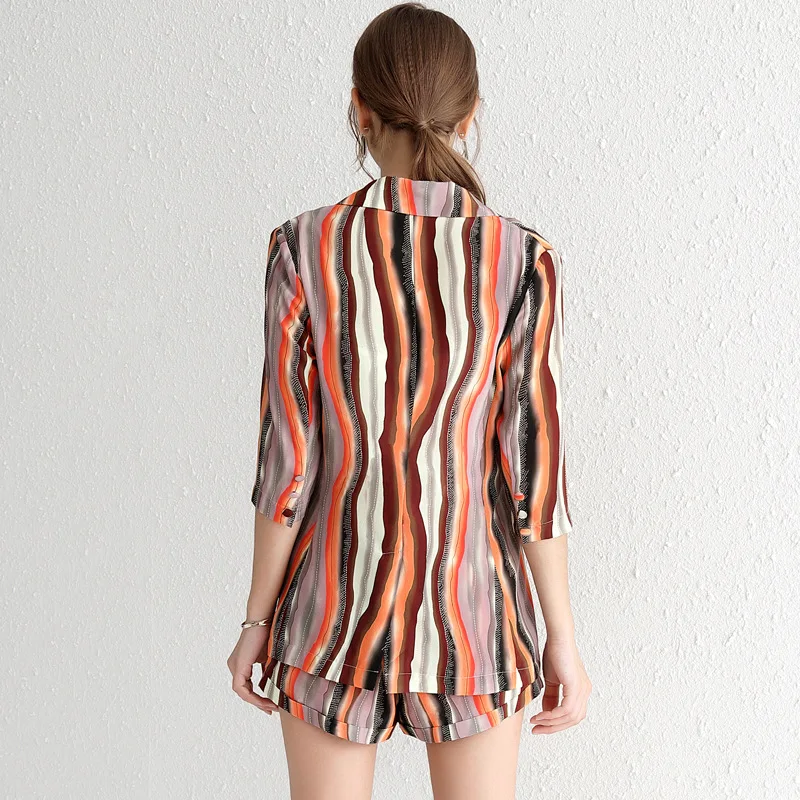 Womens Heavy Silk Suits Blazer with Shorts Summer 2019 Chic Two Piece Set Top and Pants Vogue Office Ladies High Quality za Coat Womens Heavy Silk Suits Blazer with Shorts Summer 2019 Chic Two Piece Set Top and Pants Vogue Office Ladies High Quality za Coat