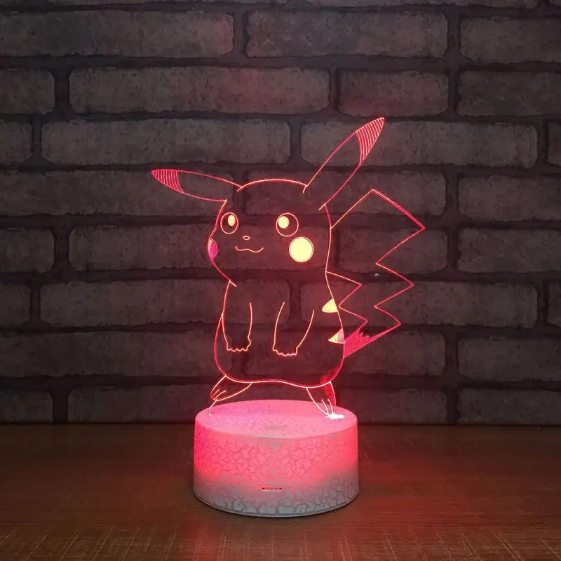 Pokemon Pikachu, 3D светодиодный ночник, 7 цветов, меняющийся Настольный светильник, светильник, домашний декор, рождественские подарки