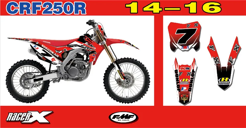 

Motorcycle Full Stickers Graphics Backgrounds Customizable Number Personality Decals For Honda CRF250R CRF 250 R 2014 2015 2016