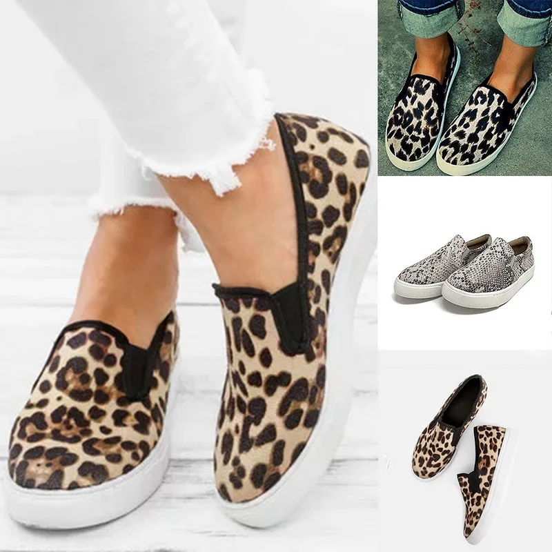 WEMYUJH/Женская обувь на плоской подошве с леопардовым принтом; женские кроссовки с круглым носком; Повседневная обувь без застежки; модная повседневная обувь на плоской подошве в рыбацком стиле