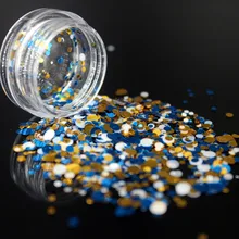 1 коробка DIY темно-синее белое золотое кольцо блестки красочный акриловый порошок кристалл полимер дизайн ногтей строитель Ложные бусины для ногтей как