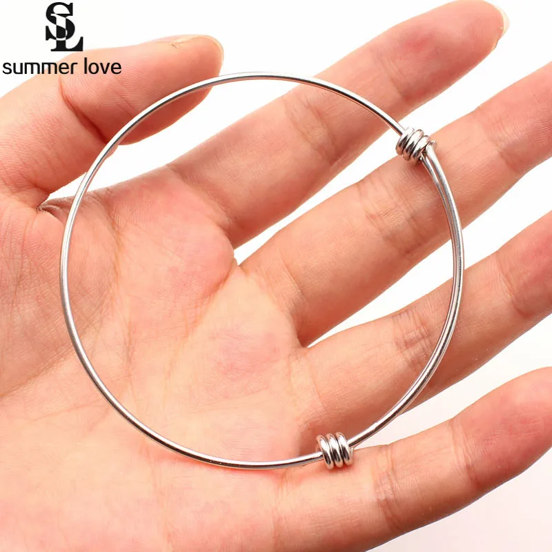 

20Pcs Stainless Steel Wire Bangle Bracelet Expandable Bracelets Wholesale Never Fade 50/60/65mm DIY Jewelry Materials